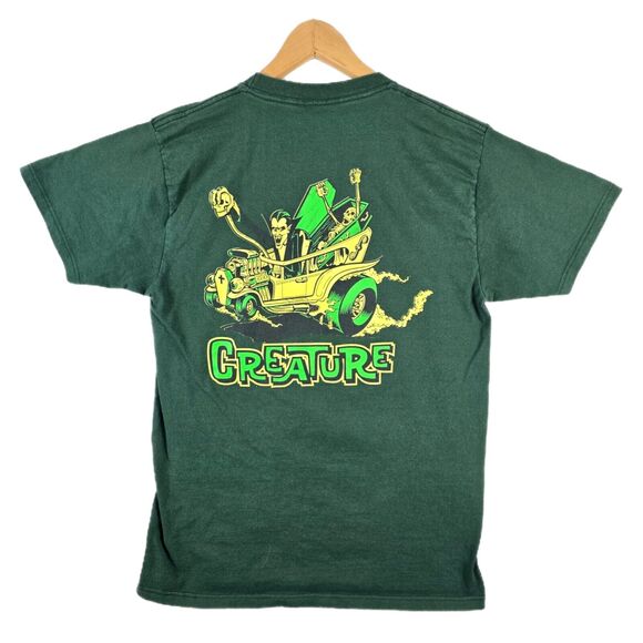 Vintage Creature Skateboard Vampire Rat Fink Style Green Shirt Size Medium Y2K - Picture 1 of 10